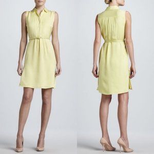 Raoul Yellow Belted Silk Georgette Shirt Dress